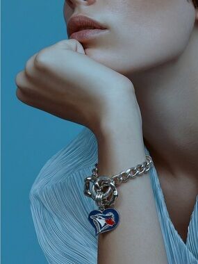 Silver Chain Bracelet with Blue Jays Charm